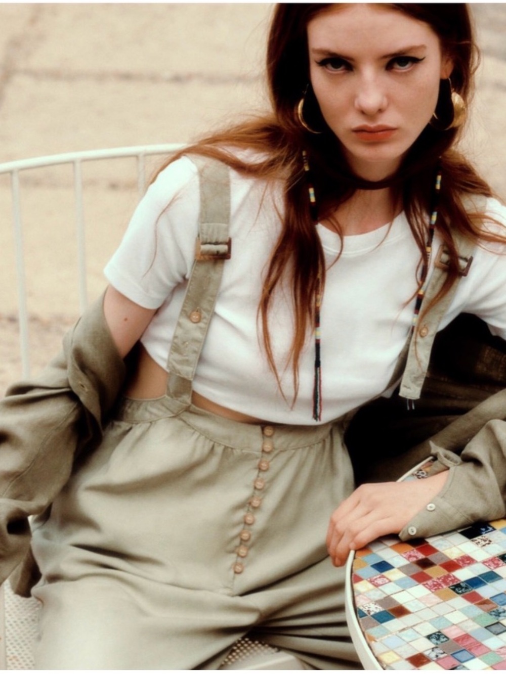 Zara Olive Green High-Waist Button Jumpsuit with Straps